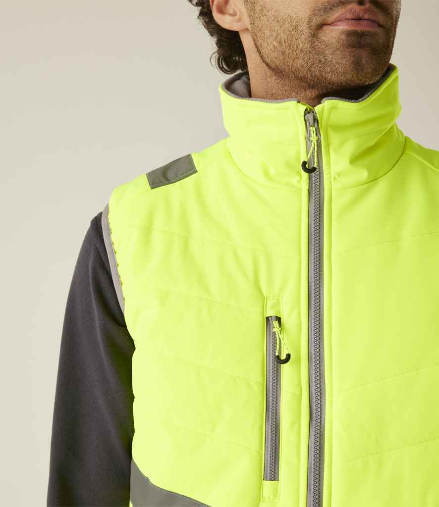 Regatta High Visibility Two Tone Thermal Baffle Bodywarmer | Yellow/Grey Gilet - Lancashire Teamwear