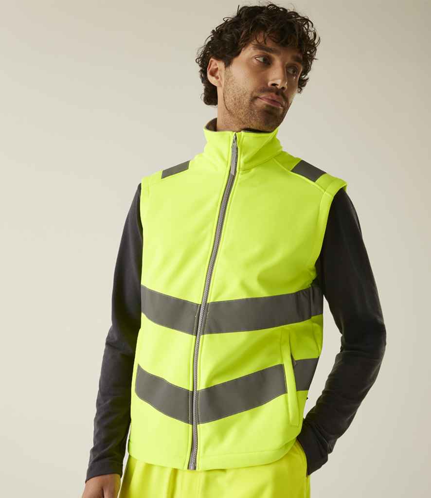 Regatta High Visibility Pro Contract Ablaze Soft Shell Bodywarmer | Yellow Gilet - Lancashire Teamwear