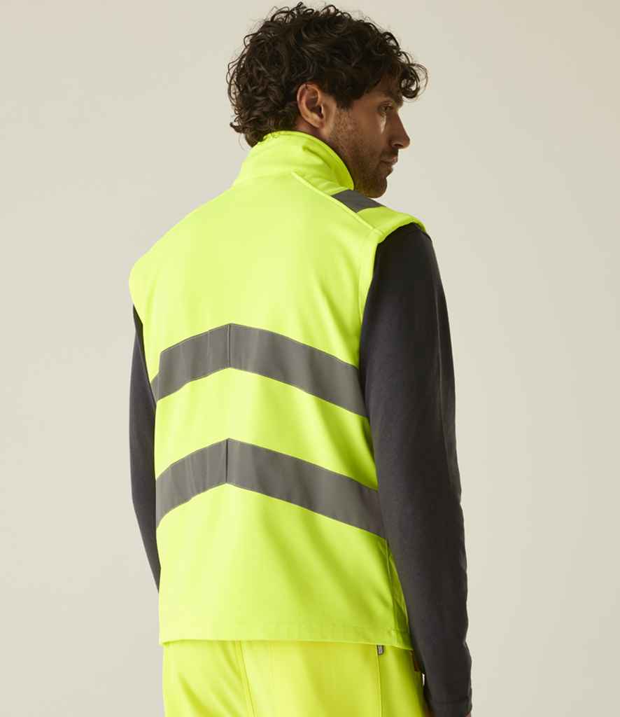 Regatta High Visibility Pro Contract Ablaze Soft Shell Bodywarmer | Yellow Gilet - Lancashire Teamwear