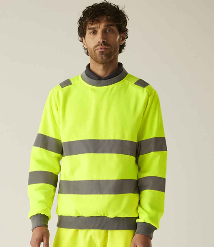 Regatta High Visibility Pro Contract Crew Neck Sweatshirt | Yellow - Lancashire Teamwear