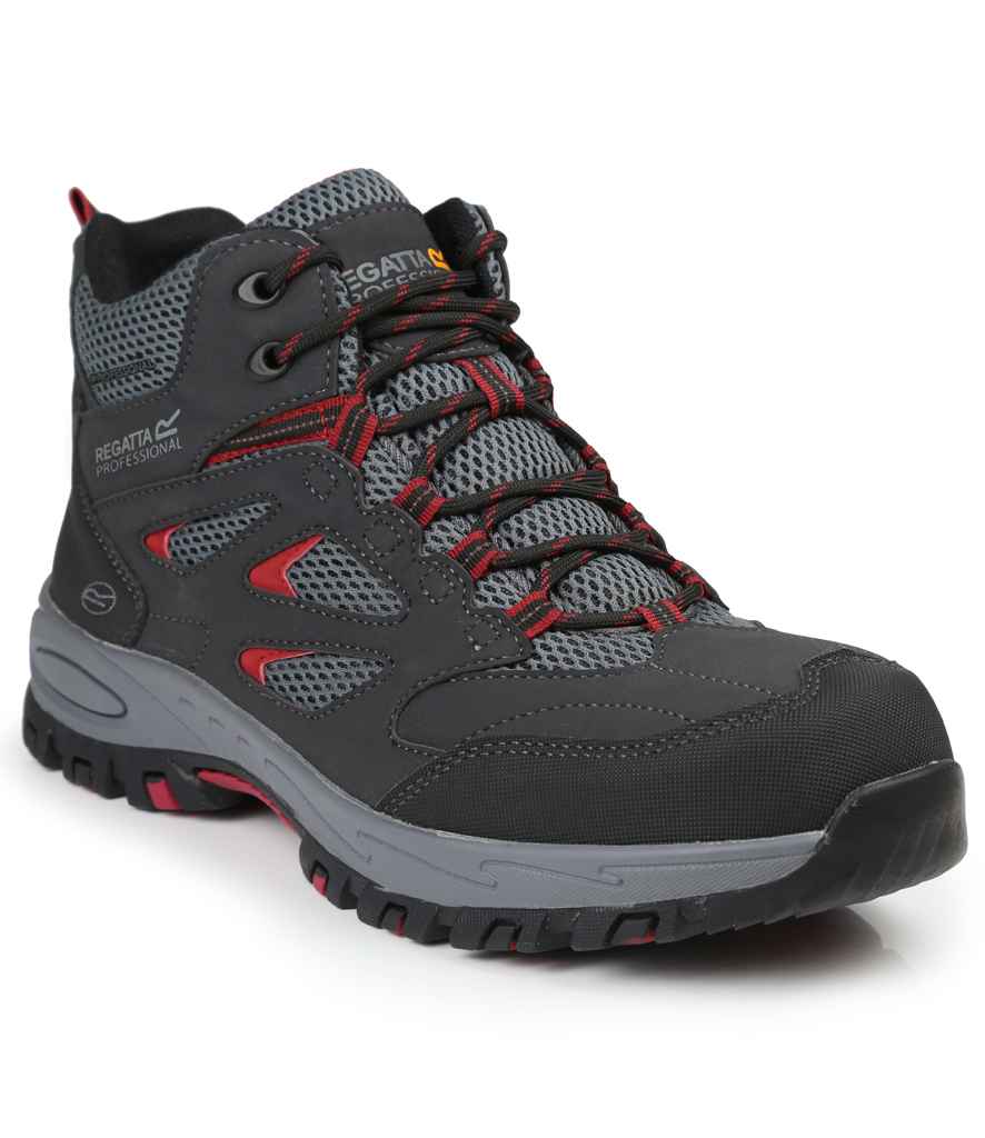 Regatta Safety Footwear Mudstone S1P Safety Hikers Ash/Rio Red