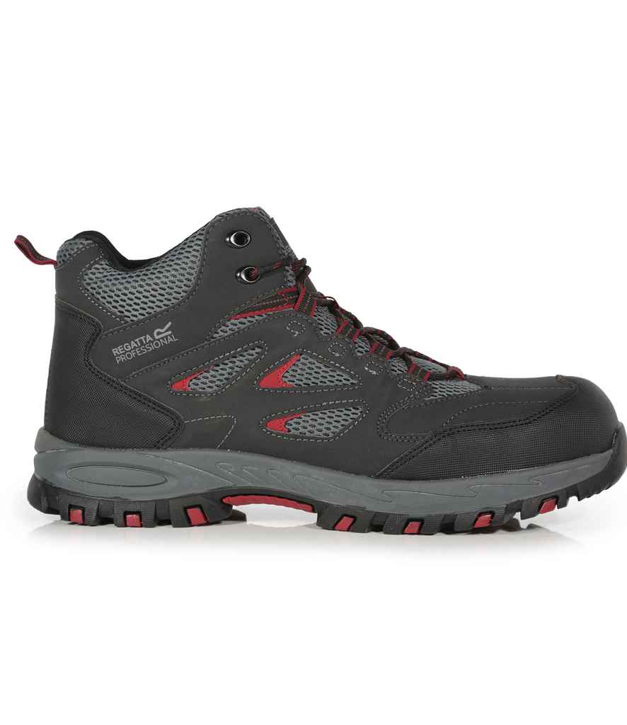 Regatta Safety Footwear Mudstone S1P Safety Hikers | Ash/Rio Red - Lancashire Teamwear