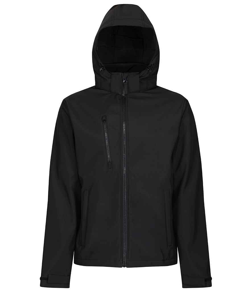Regatta Venturer Three Layer Hooded Soft Shell Jacket Black/Black