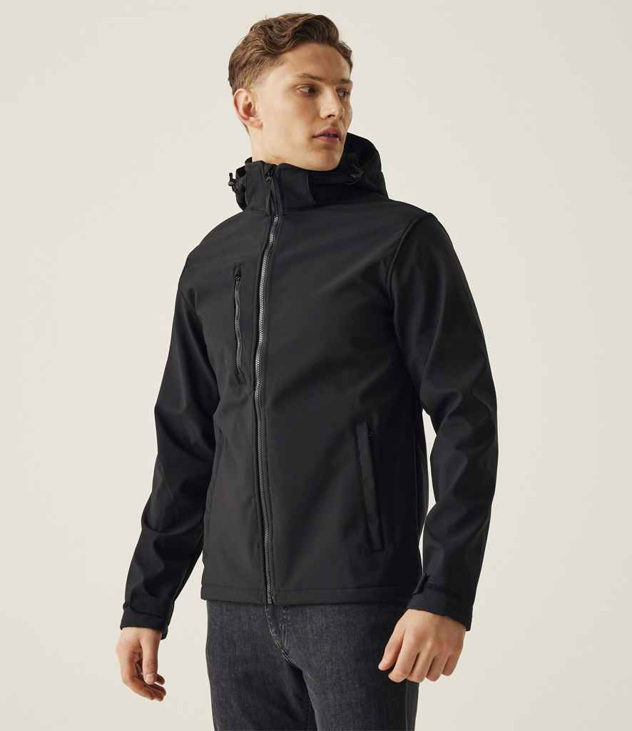 Regatta Venturer Three Layer Hooded Soft Shell Jacket | Black/Black - Regatta Professional - Lancashire Teamwear
