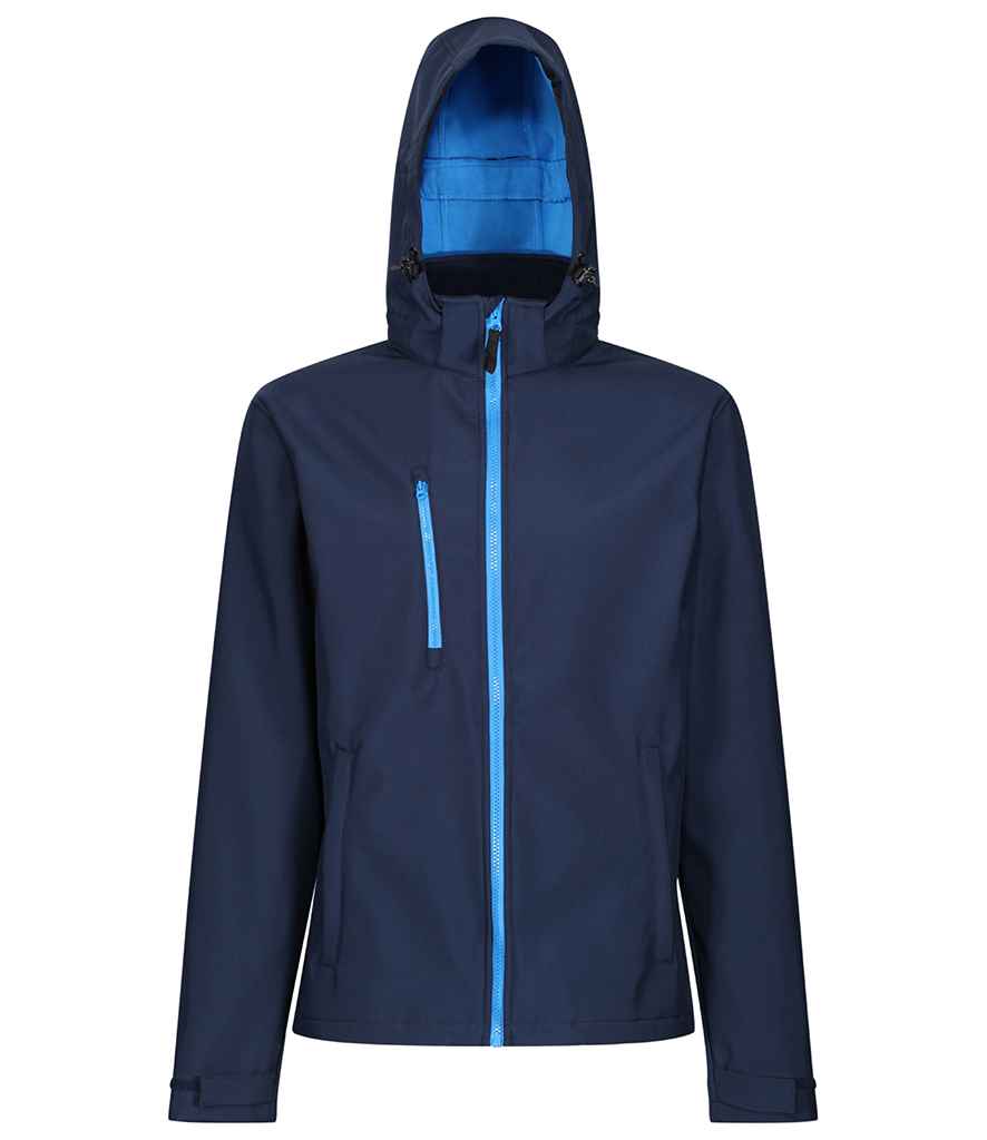 Regatta Venturer Three Layer Hooded Soft Shell Jacket | Navy/French Blue - Regatta Professional - Lancashire Teamwear