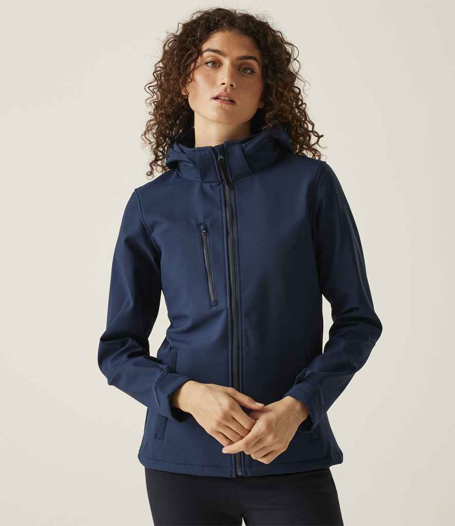 Regatta Ladies Venturer Three Layer Hooded Soft Shell Jacket | Navy/Navy - Regatta Professional - Lancashire Teamwear