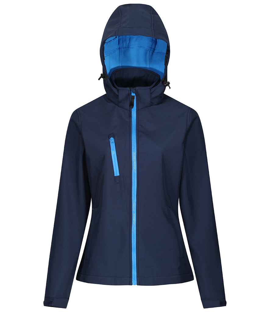Regatta Ladies Venturer Three Layer Hooded Soft Shell Jacket Navy/French Blue