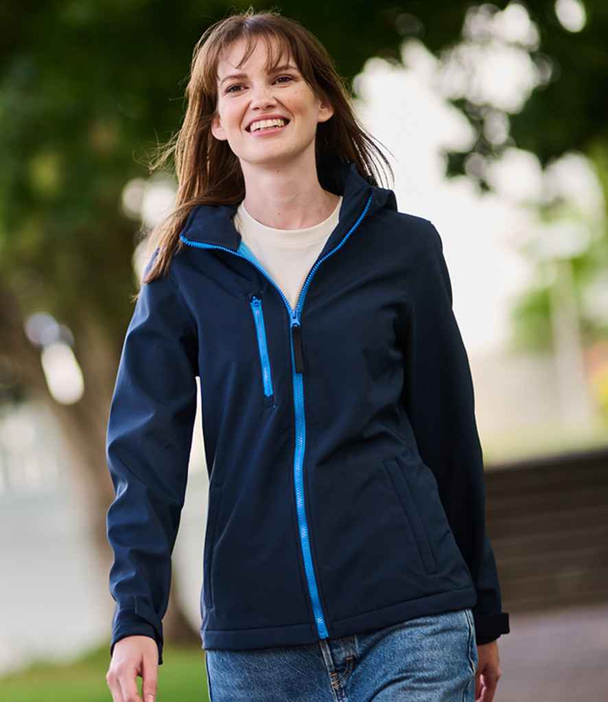 Regatta Ladies Venturer Three Layer Hooded Soft Shell Jacket | Navy/French Blue - Regatta Professional - Lancashire Teamwear