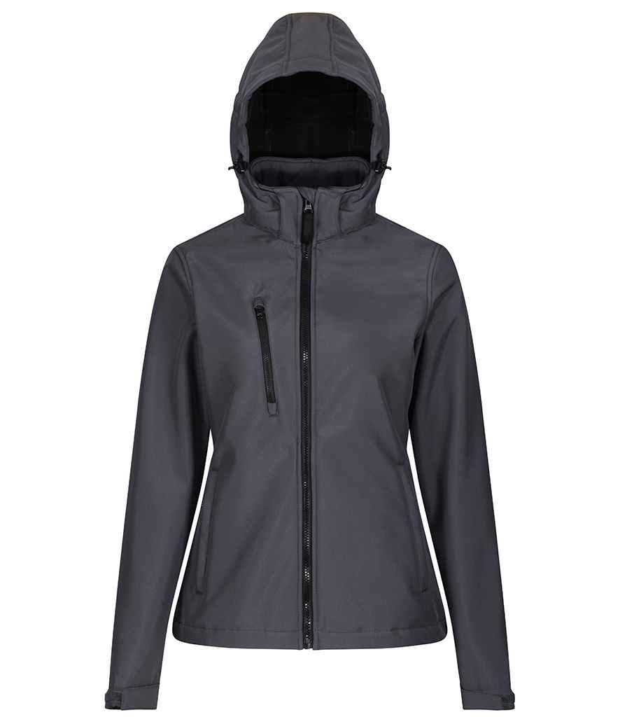 Regatta Ladies Venturer Three Layer Hooded Soft Shell Jacket Seal Grey/Black