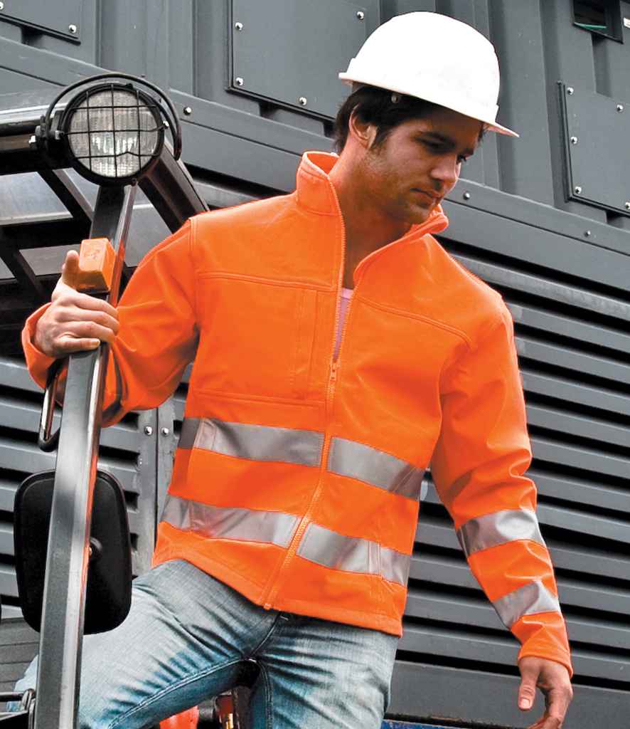 Result Safe-Guard Hi-Vis Soft Shell Jacket | Fluorescent Orange - Lancashire Teamwear