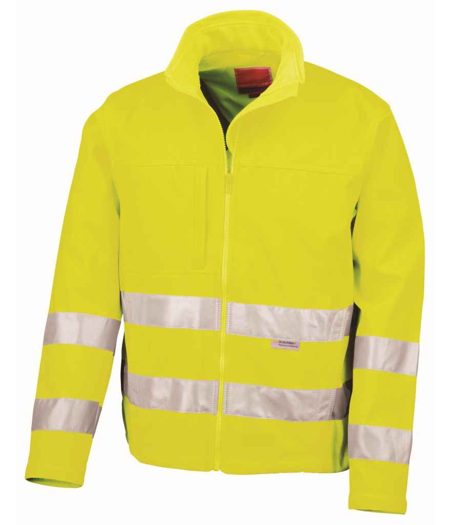 Result Safe-Guard Hi-Vis Soft Shell Jacket | Fluorescent Yellow - Lancashire Teamwear