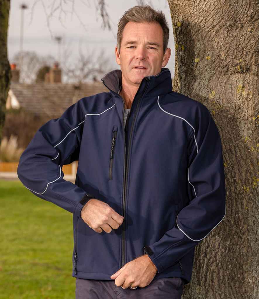 Result Work-Guard Hooded Soft Shell Jacket | Navy/Navy - Lancashire Teamwear