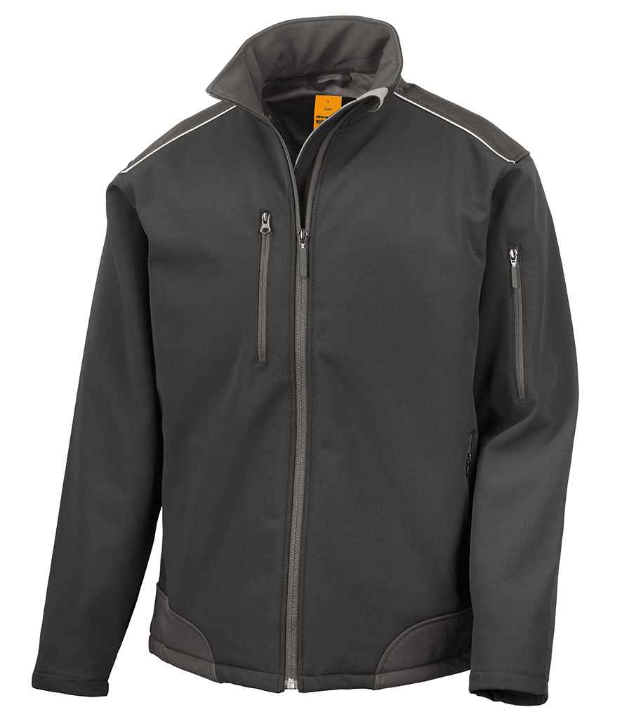 Result Work-Guard Ripstop Soft Shell Jacket | Black/Black - Lancashire Teamwear