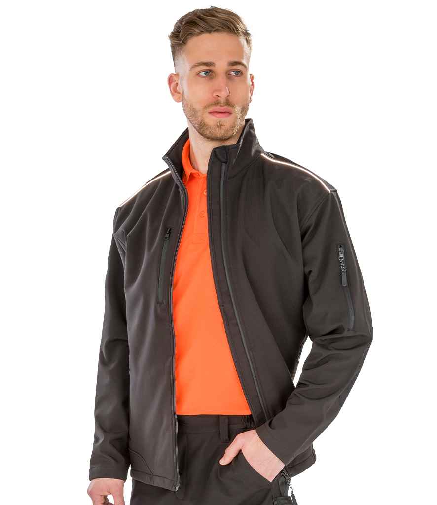 Result Work-Guard Ripstop Soft Shell Jacket | Black/Black - Lancashire Teamwear