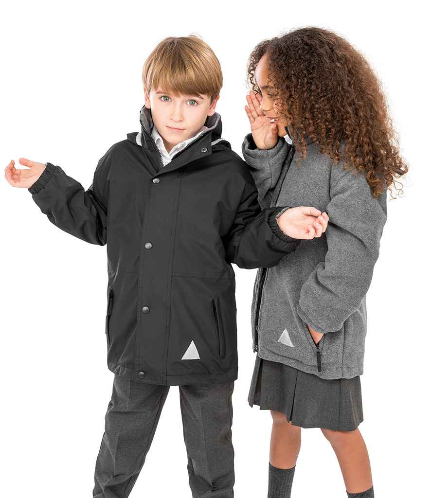 Result Kids/Youths Fleece Lined StormDri 4000 Jacket | Black/Grey - Lancashire Teamwear