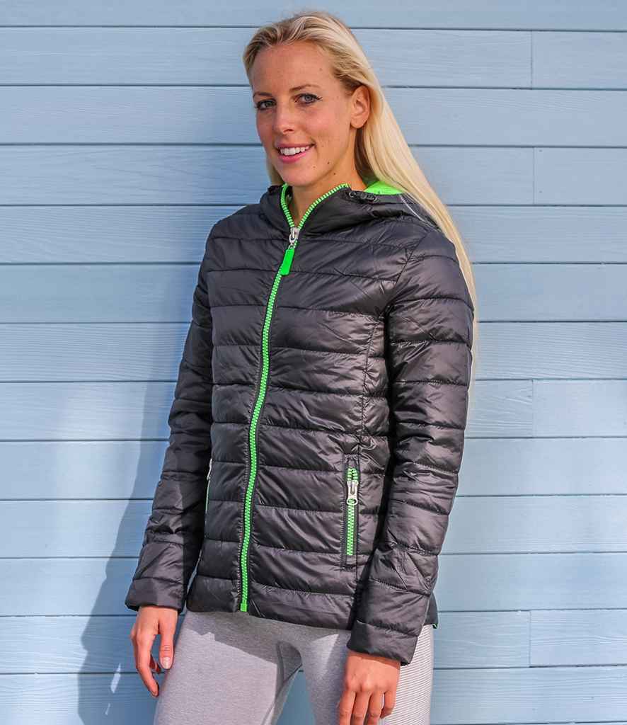 Result Urban Ladies Snow Bird Padded Jacket | Black/Lime Green - Lancashire Teamwear