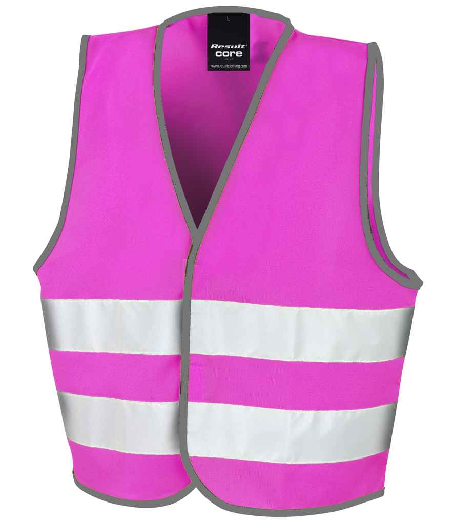 Result Core Kids Enhanced Vis Vest | Pink Waistcoat - Lancashire Teamwear