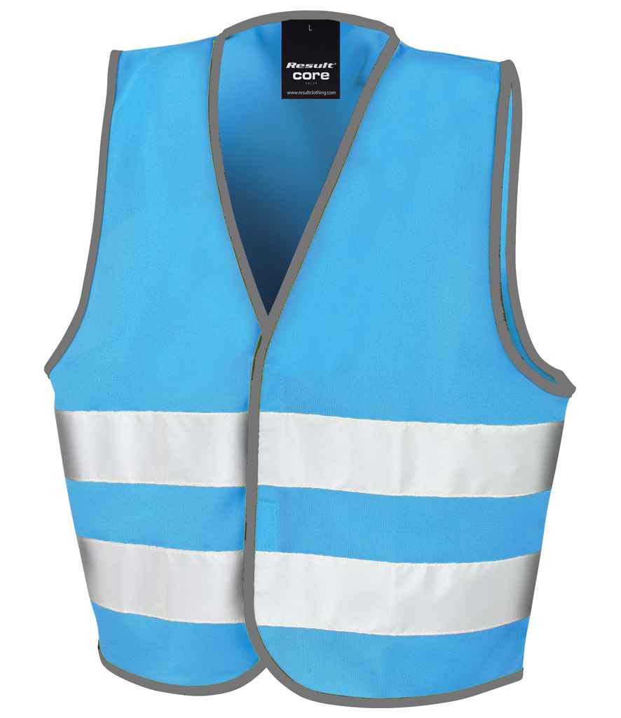 Result Core Kids Enhanced Vis Vest | Sky Blue Waistcoat - Lancashire Teamwear