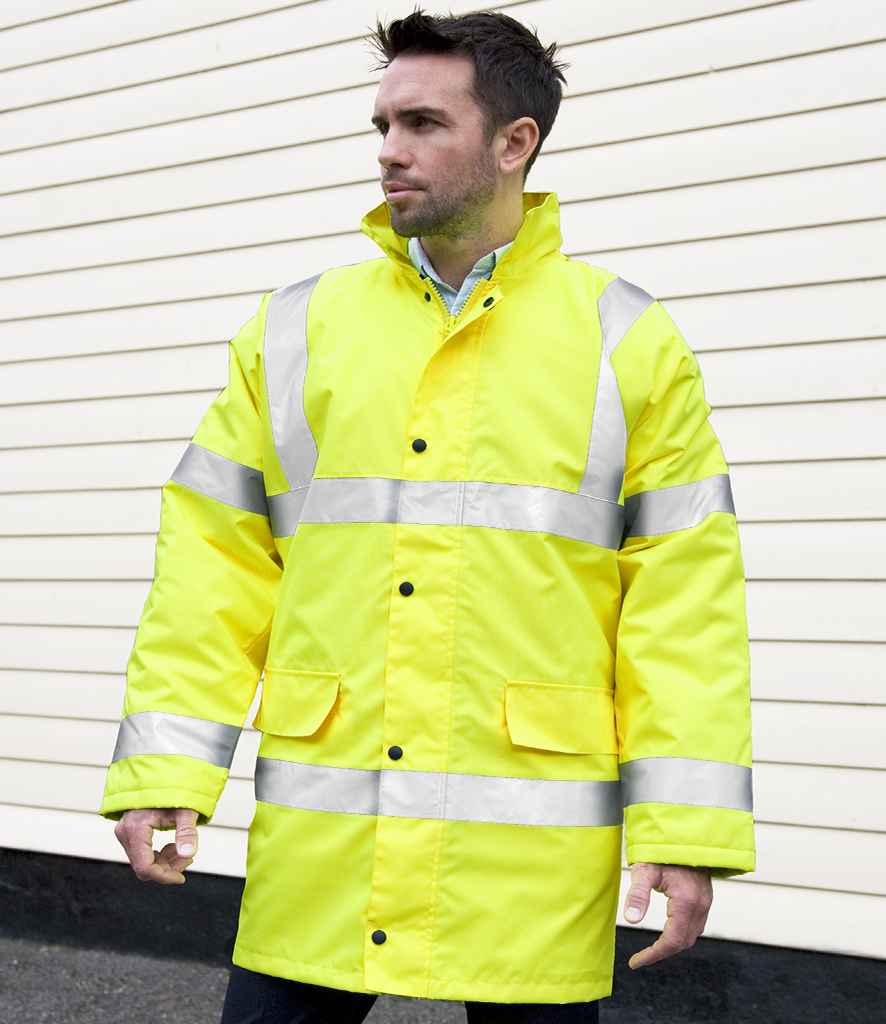 Result Core Hi-Vis Motorway Coat | Fluorescent Yellow Jacket - Lancashire Teamwear
