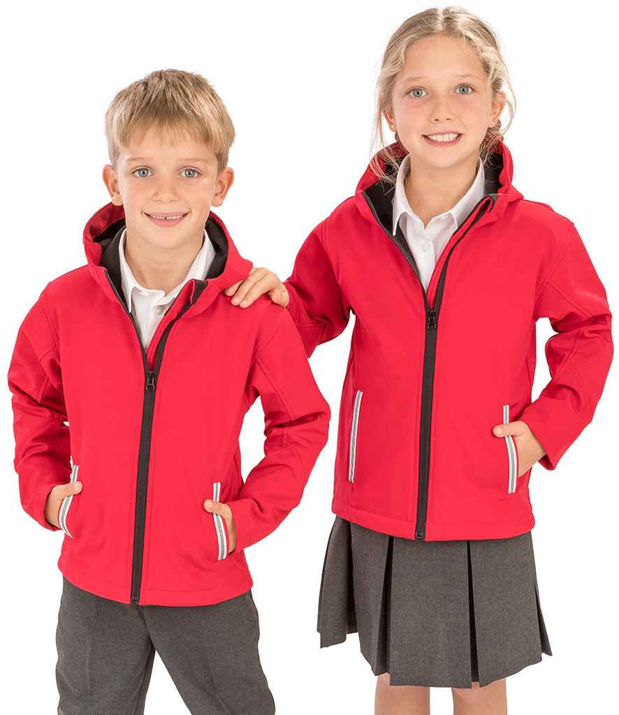 Result Core Kids TX Performance Hooded Soft Shell Jacket | Red/Black - Lancashire Teamwear