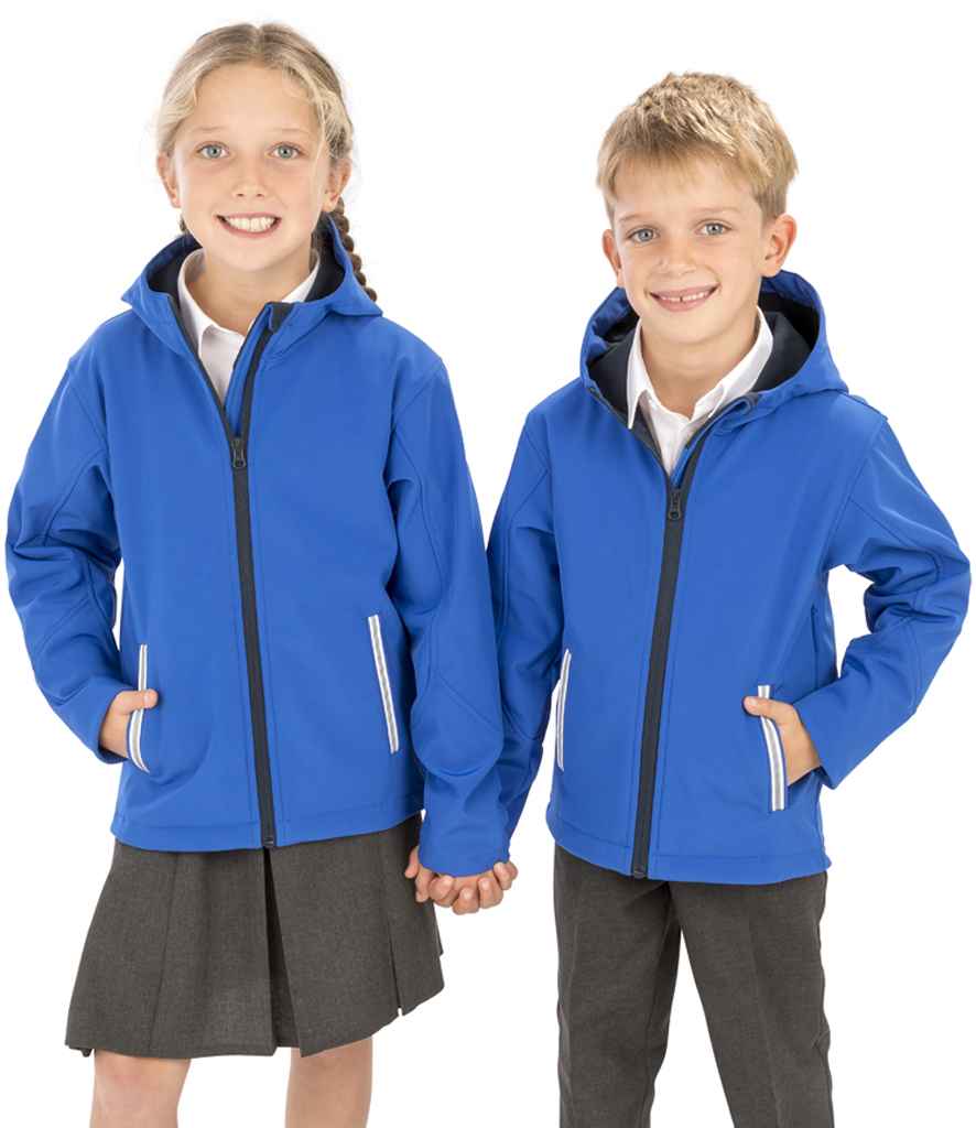 Result Core Kids TX Performance Hooded Soft Shell Jacket | Royal Blue/Navy - Lancashire Teamwear