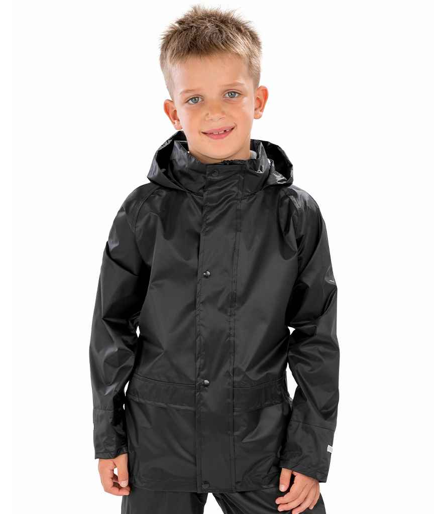 Result Core Kids Waterproof Over Jacket | Black - Lancashire Teamwear