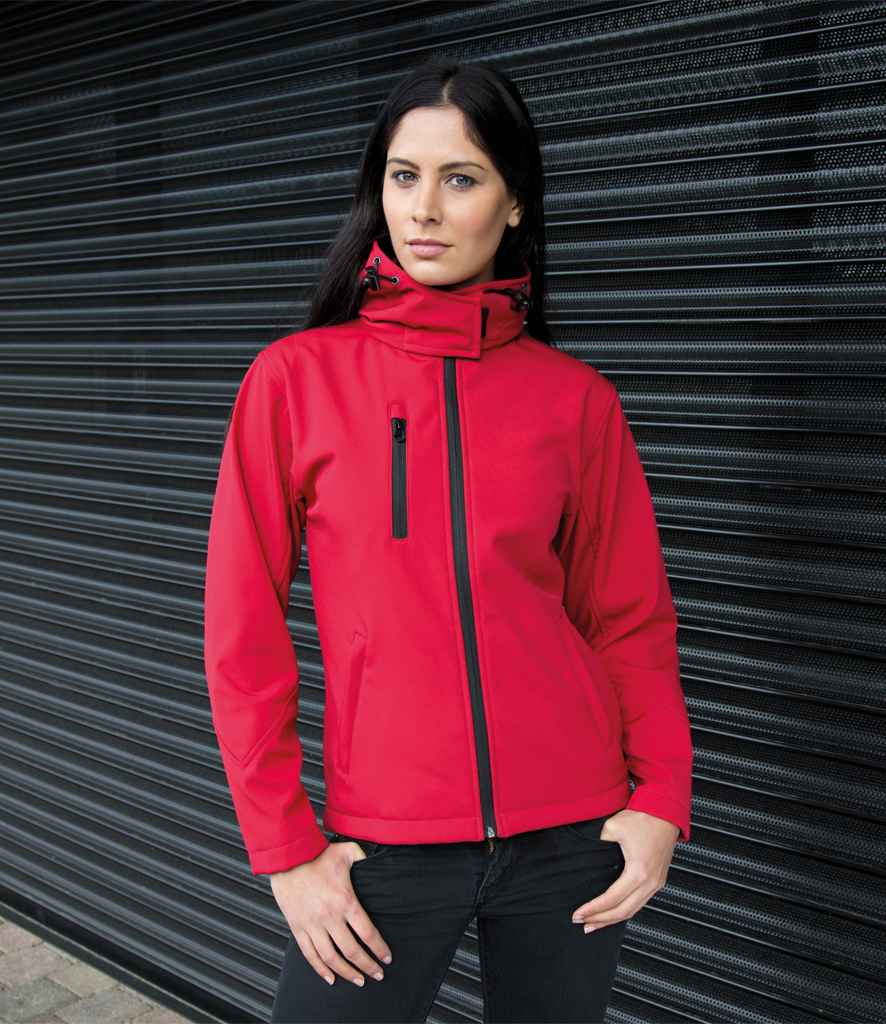 Result Core Ladies Hooded Soft Shell Jacket | Red/Black - Lancashire Teamwear