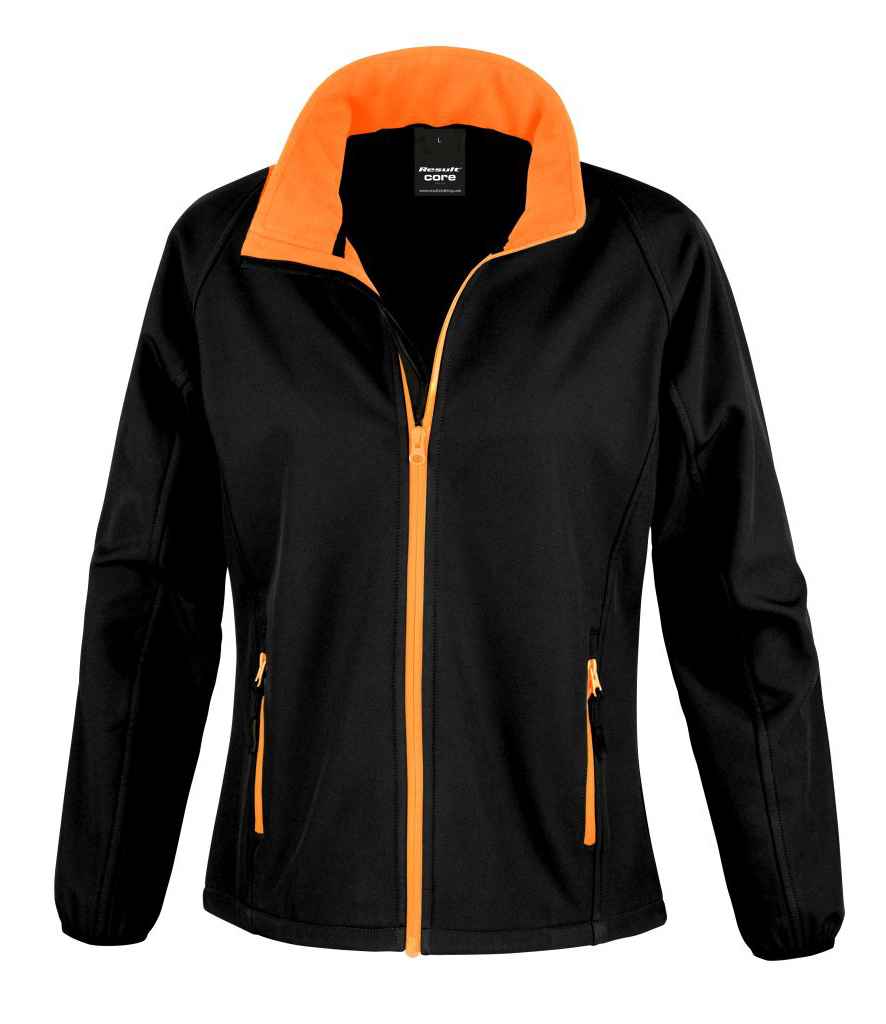 Result Core Ladies Printable Soft Shell Jacket Black/Orange