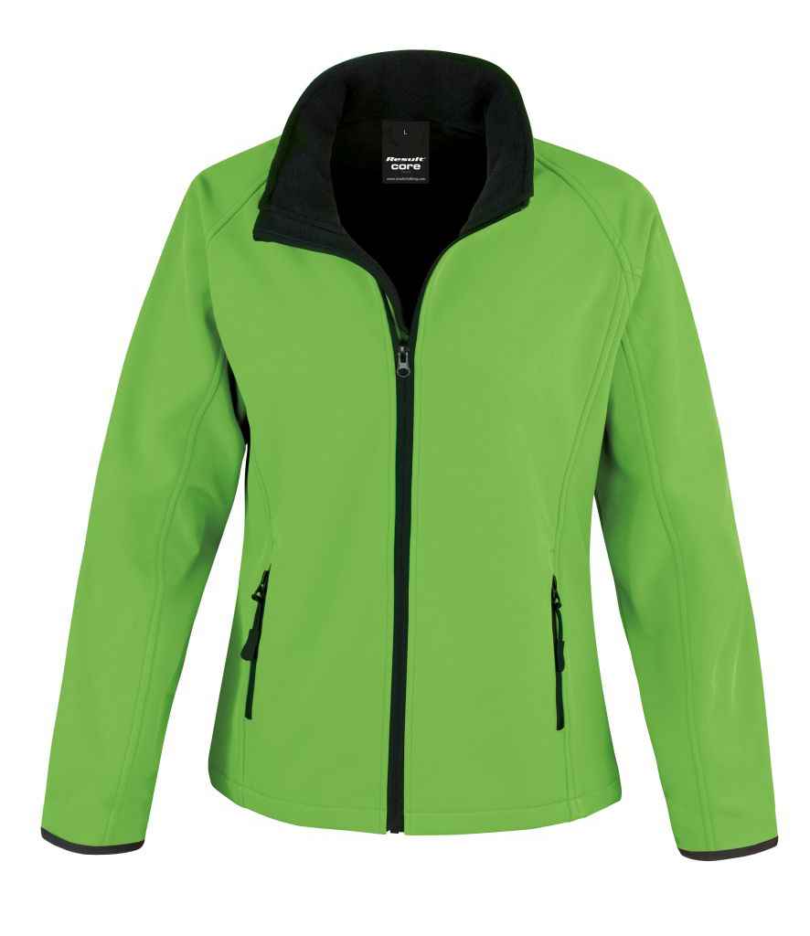 Result Core Ladies Printable Soft Shell Jacket Vivid Green/Black