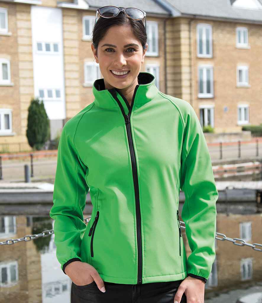 Result Core Ladies Printable Soft Shell Jacket | Vivid Green/Black - Lancashire Teamwear