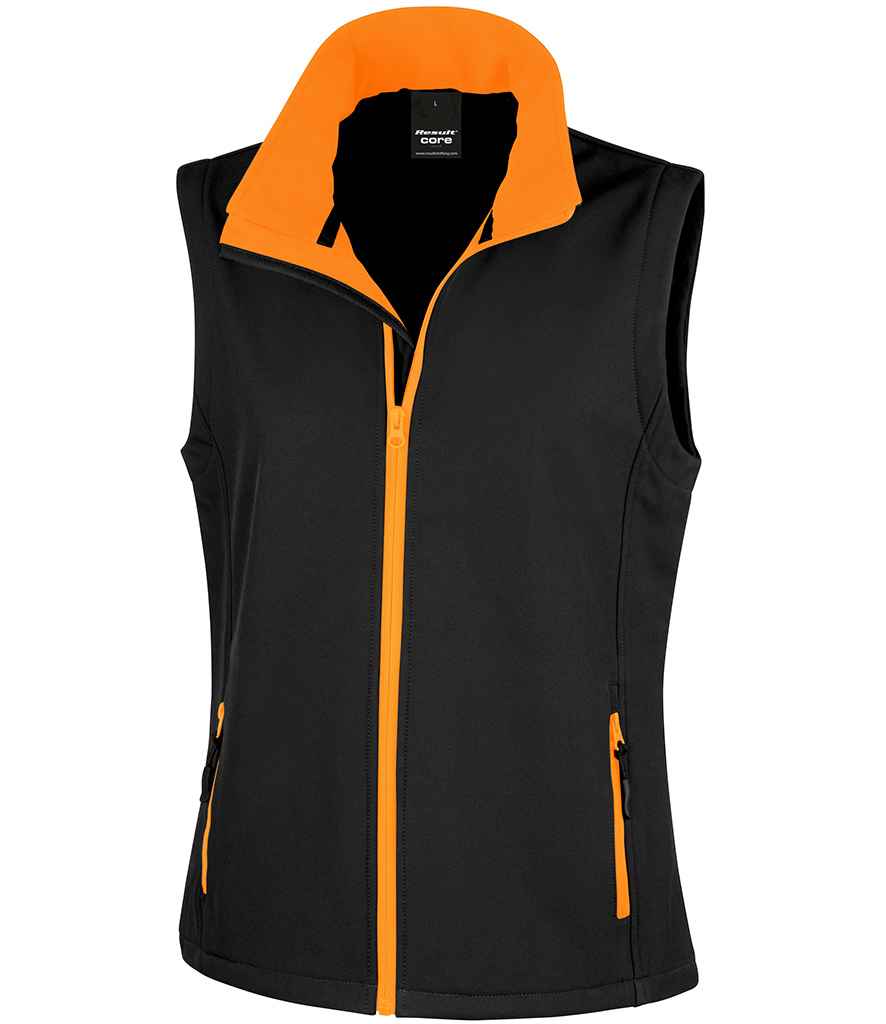 Result Core Ladies Printable Soft Shell Bodywarmer Black/Orange