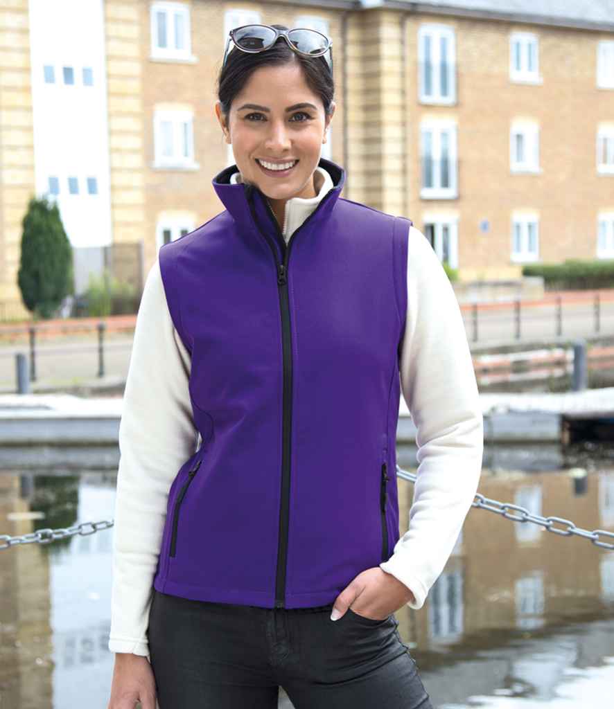 Result Core Ladies Printable Soft Shell Bodywarmer | Purple/Black Gilet - Lancashire Teamwear
