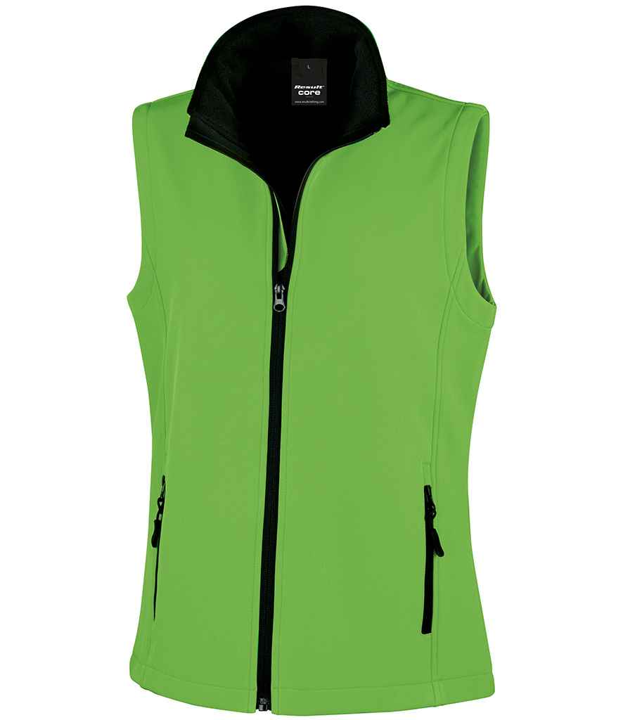 Result Core Ladies Printable Soft Shell Bodywarmer | Vivid Green/Black Gilet - Lancashire Teamwear