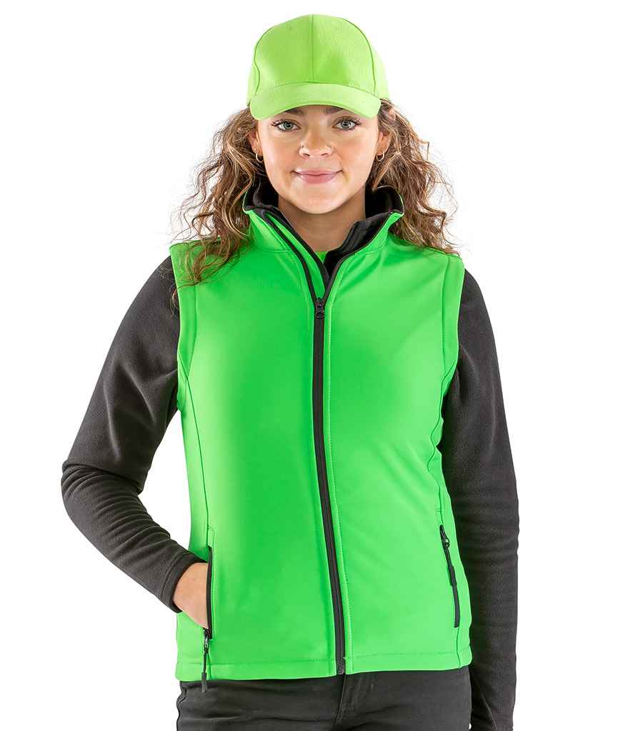 Result Core Ladies Printable Soft Shell Bodywarmer | Vivid Green/Black Gilet - Lancashire Teamwear
