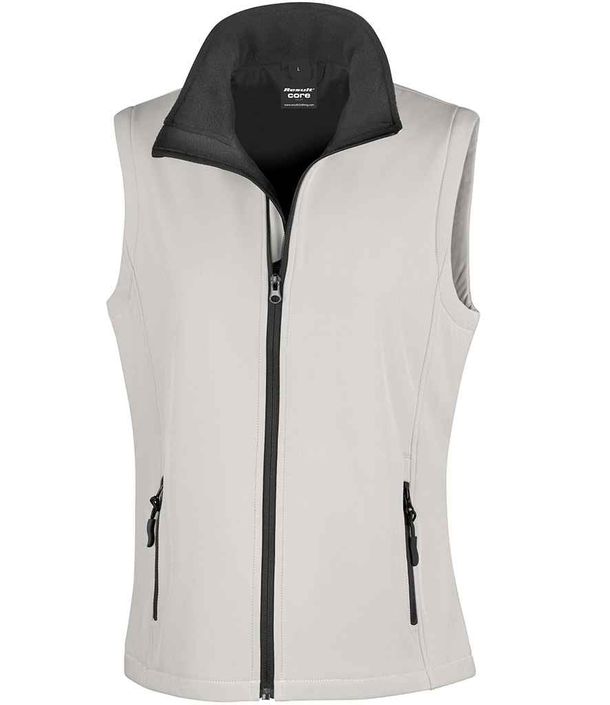 Result Core Ladies Printable Soft Shell Bodywarmer | White/Black Gilet - Lancashire Teamwear