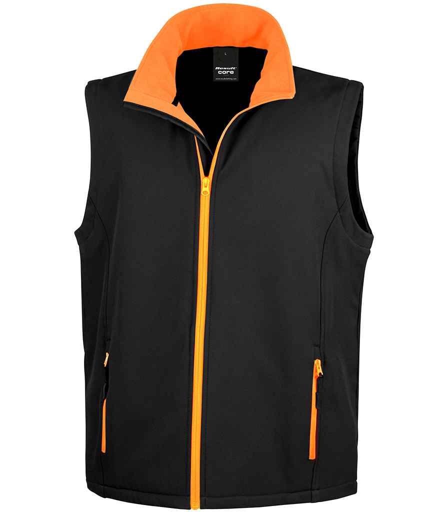 Result Core Printable Soft Shell Bodywarmer Black/Orange