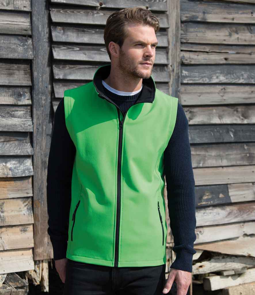 Result Core Printable Soft Shell Bodywarmer | Vivid Green/Black Gilet - Lancashire Teamwear