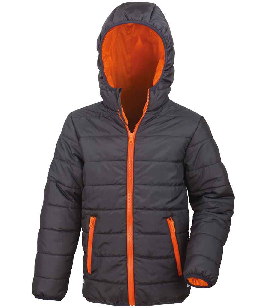 Result Core Kids Padded Jacket | Black/Orange - Lancashire Teamwear