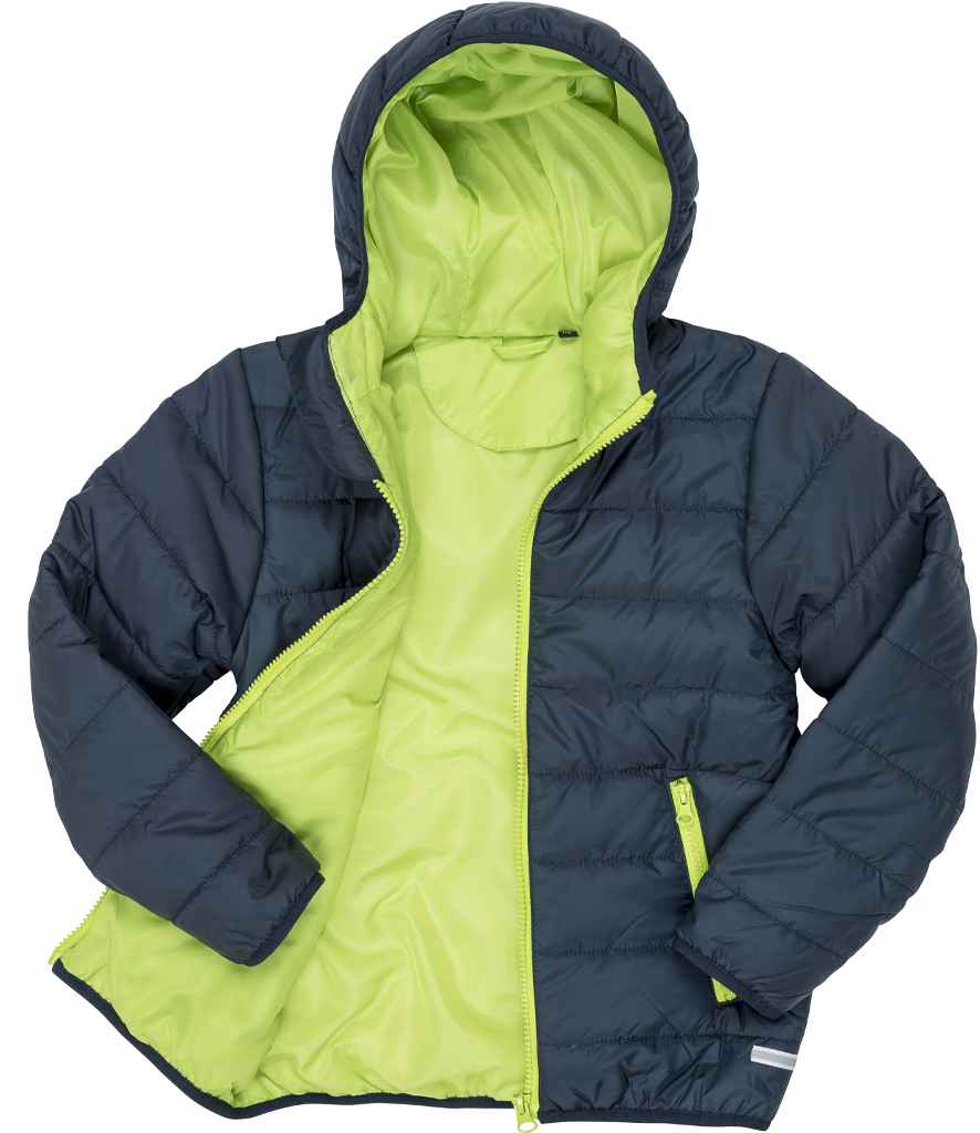 Result Core Kids Padded Jacket | Navy/Lime Green - Lancashire Teamwear
