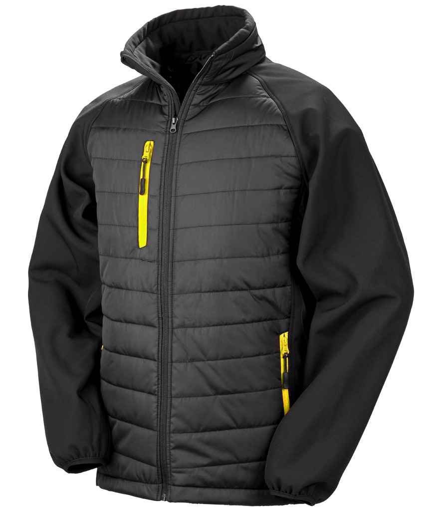 Result Genuine Recycled Compass Padded Jacket | Black/Yellow - Lancashire Teamwear