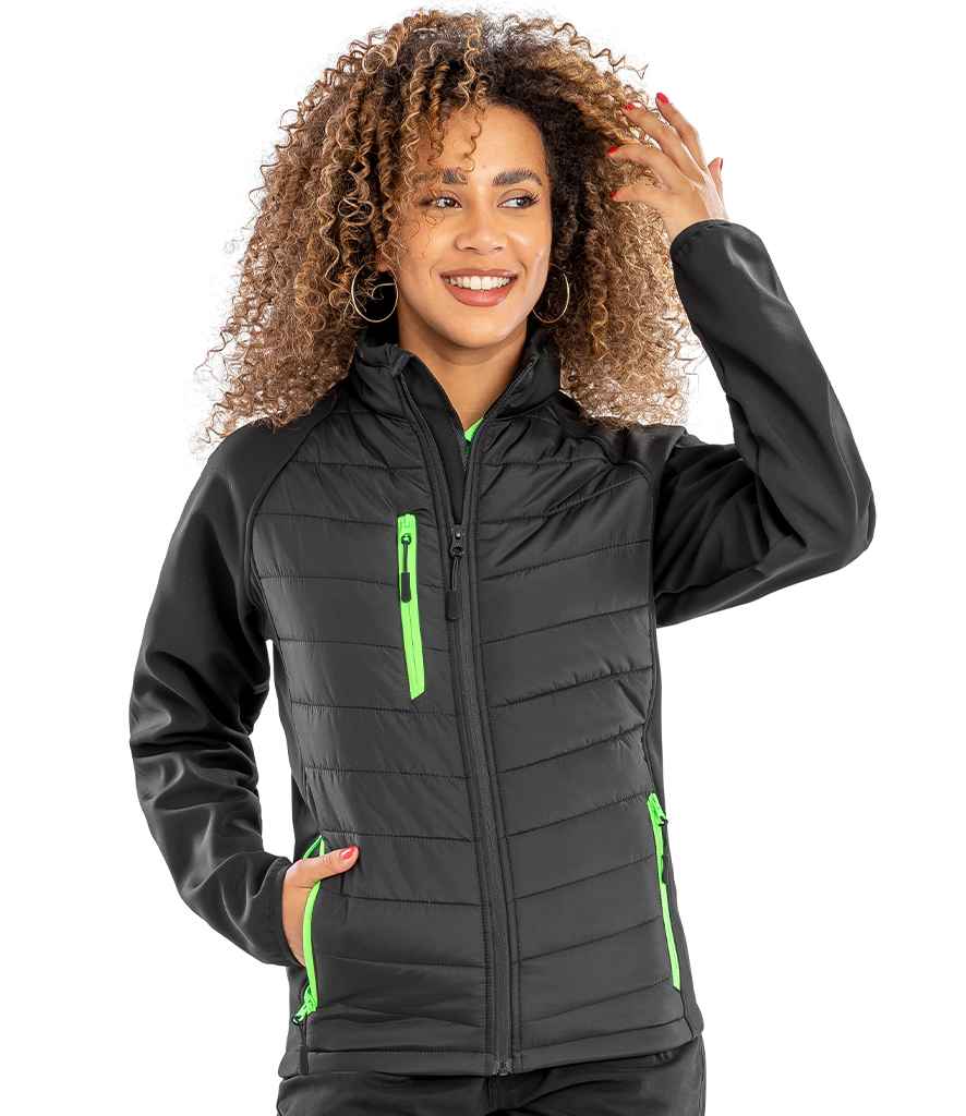 Result Genuine Recycled Compass Padded Jacket | Black/Lime Green - Lancashire Teamwear