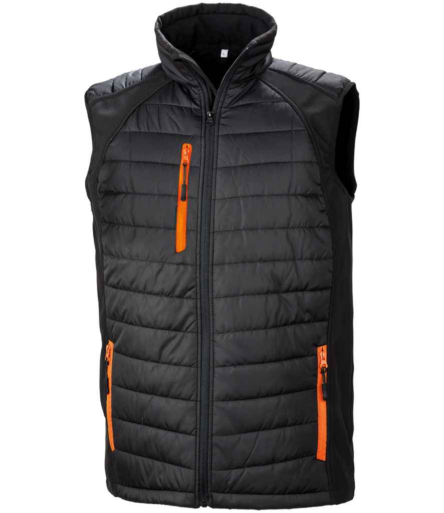 Result Genuine Recycled Compass Padded Gilet | Black/Orange - Lancashire Teamwear