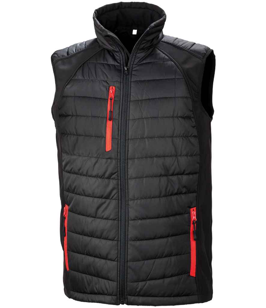 Result Genuine Recycled Compass Padded Gilet | Black/Red - Lancashire Teamwear