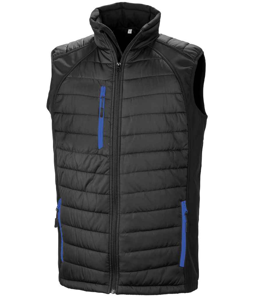 Result Genuine Recycled Compass Padded Gilet | Black/Royal Blue - Lancashire Teamwear