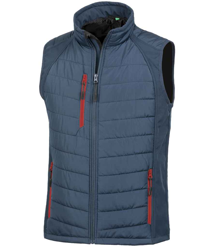 Result Genuine Recycled Compass Padded Gilet | Navy/Red - Lancashire Teamwear