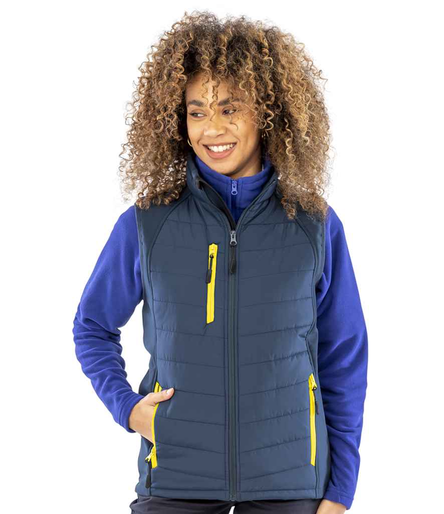 Result Genuine Recycled Compass Padded Gilet | Navy/Yellow - Lancashire Teamwear