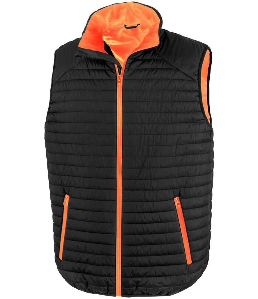 Result Genuine Recycled Thermoquilt Gilet | Black/Orange - Lancashire Teamwear