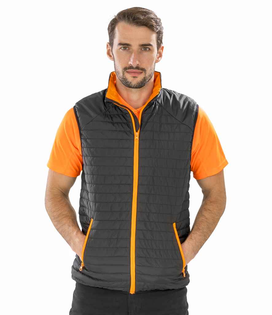 Result Genuine Recycled Thermoquilt Gilet | Black/Orange - Lancashire Teamwear