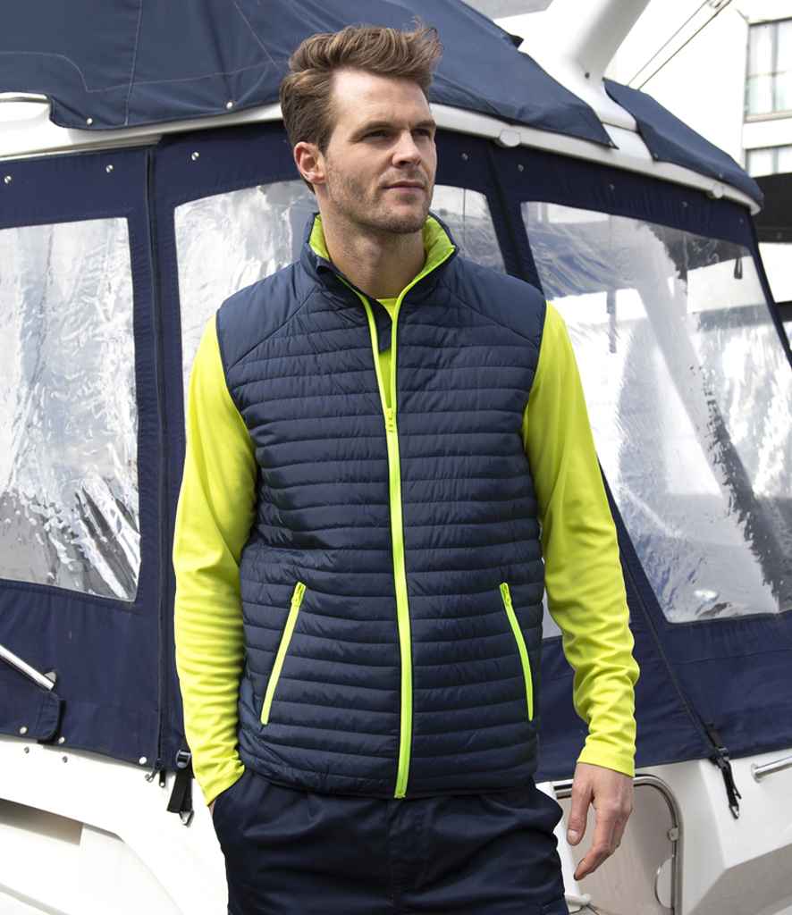 Result Genuine Recycled Thermoquilt Gilet | Navy/Lime Green - Lancashire Teamwear