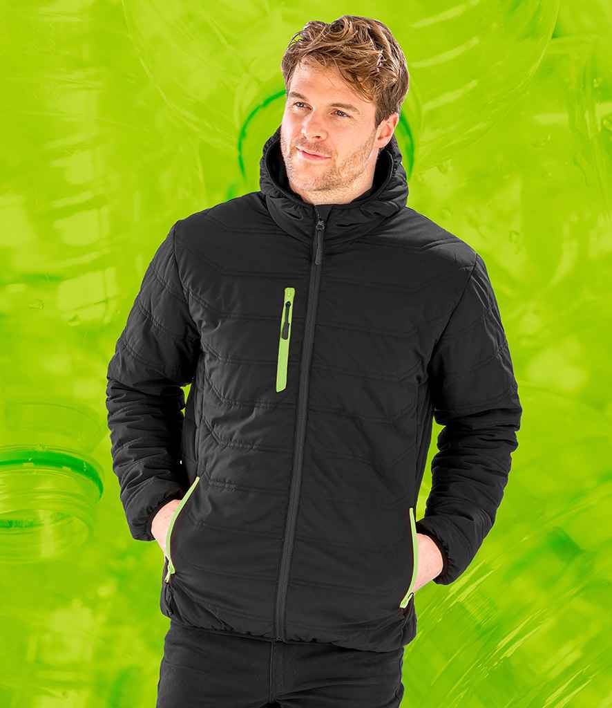 Result Genuine Recycled Compass Padded Winter Jacket | Black/Lime Green - Lancashire Teamwear